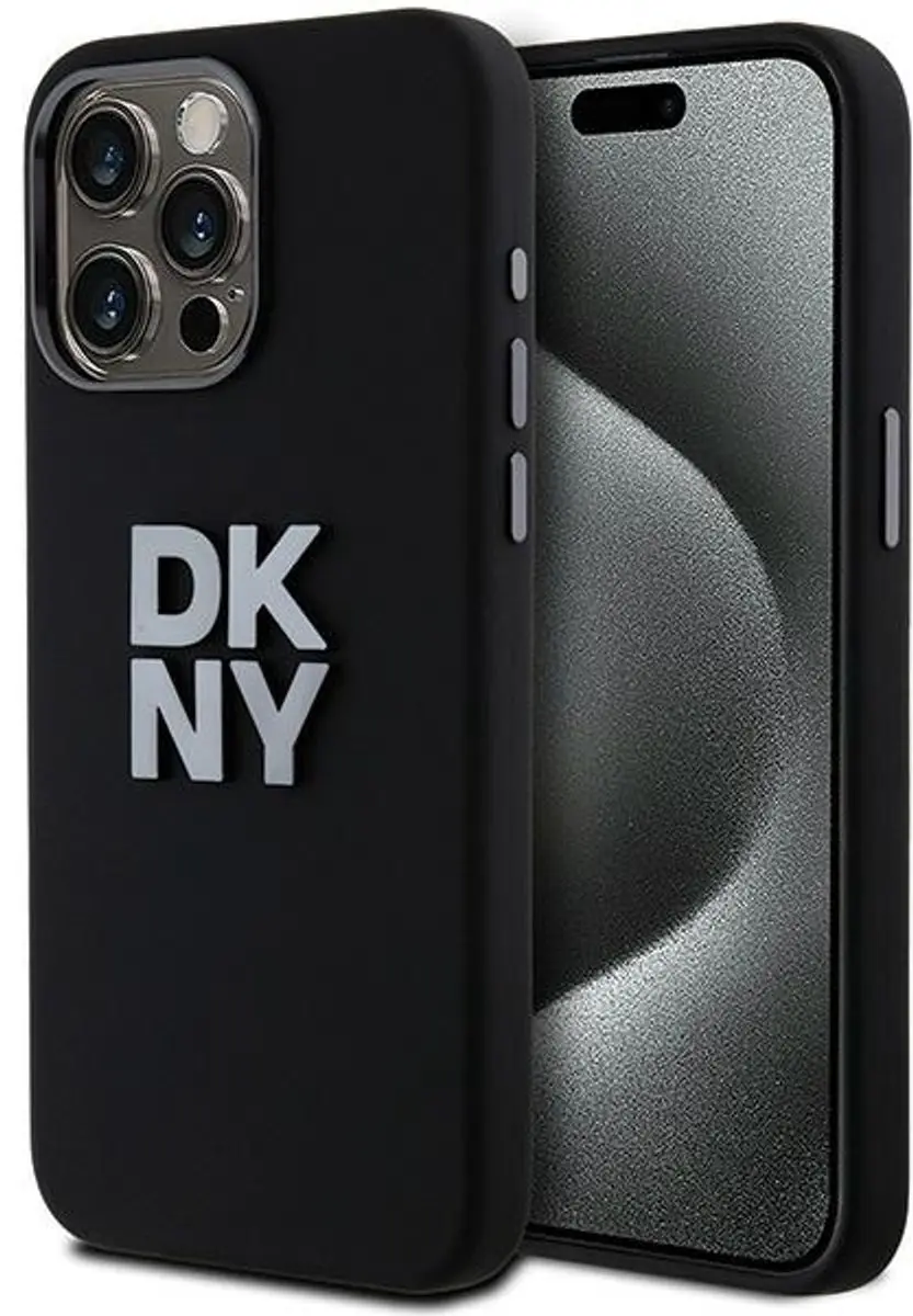 DKNY Silicone Metal Logo Back Case Zwart