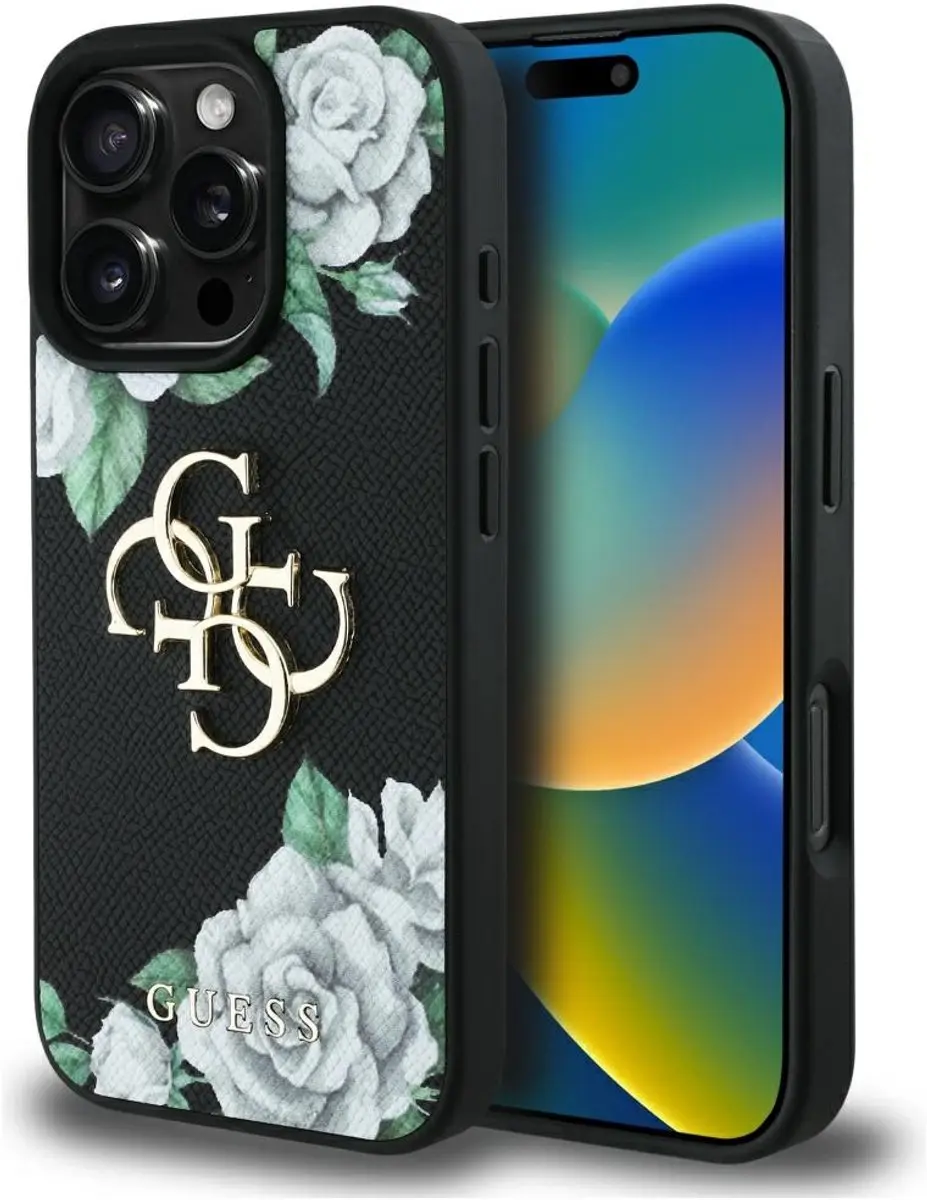 Guess Grained Roses Big 4G Hoesje iPhone 16 Pro