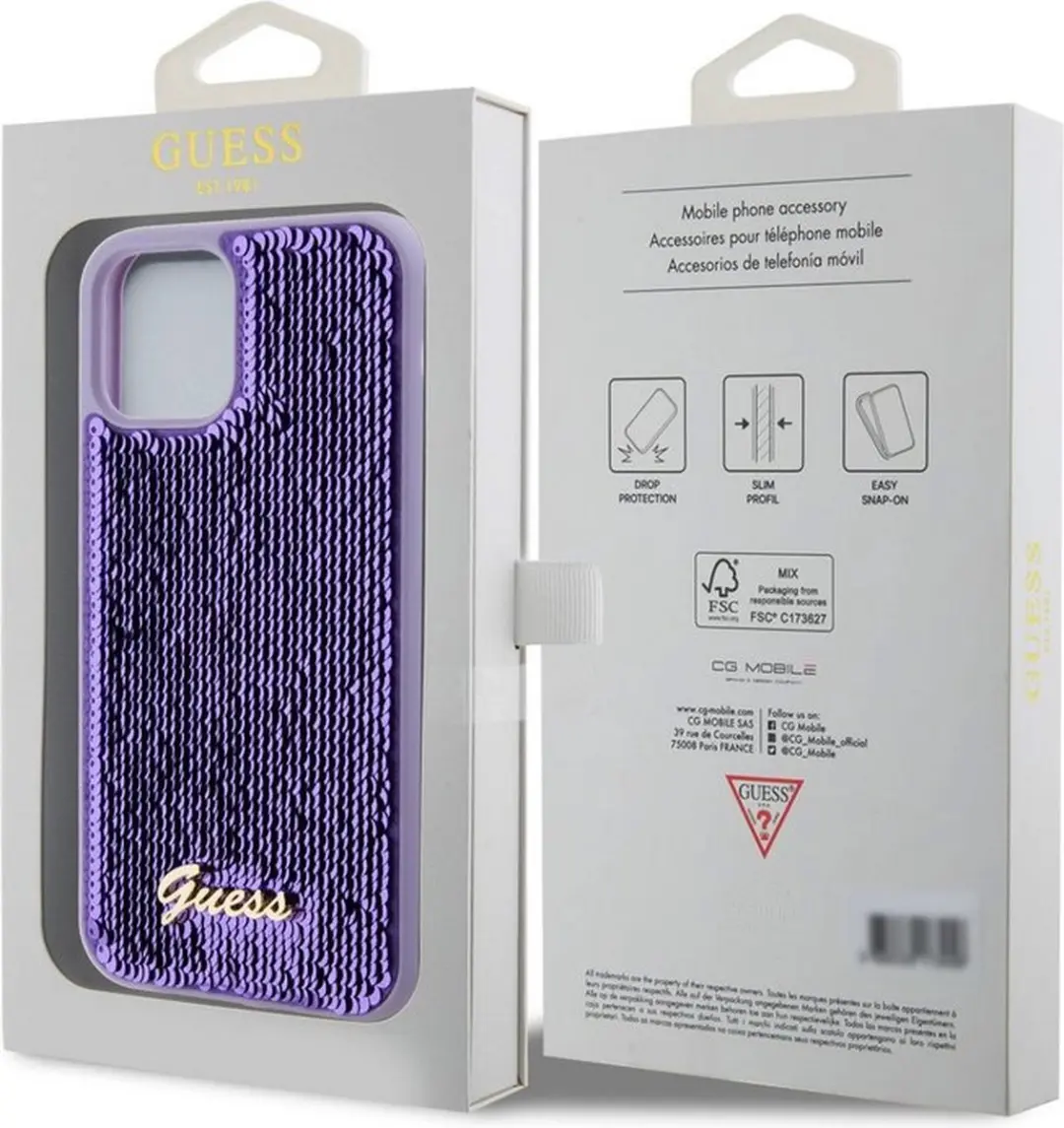 Guess Sequins Back Case Paars - CG-Mobile