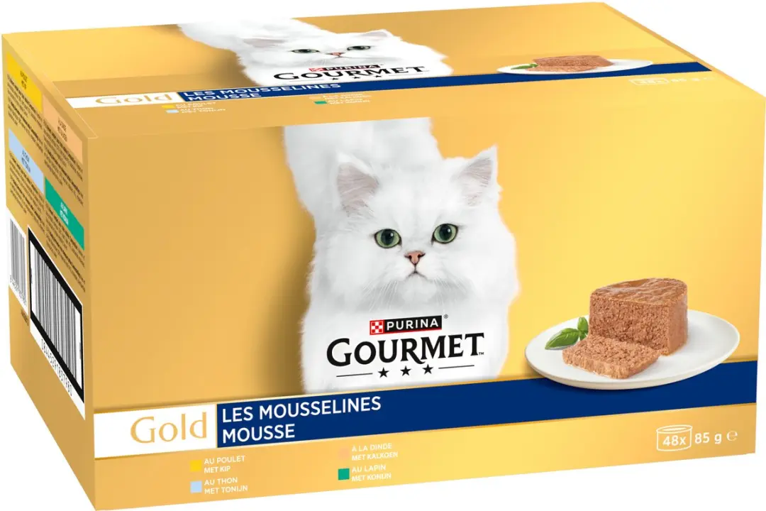 Gourmet Gold Mousse Kattenvoer - Kip/Tonijn/Kalkoen/Konijn 48x85g