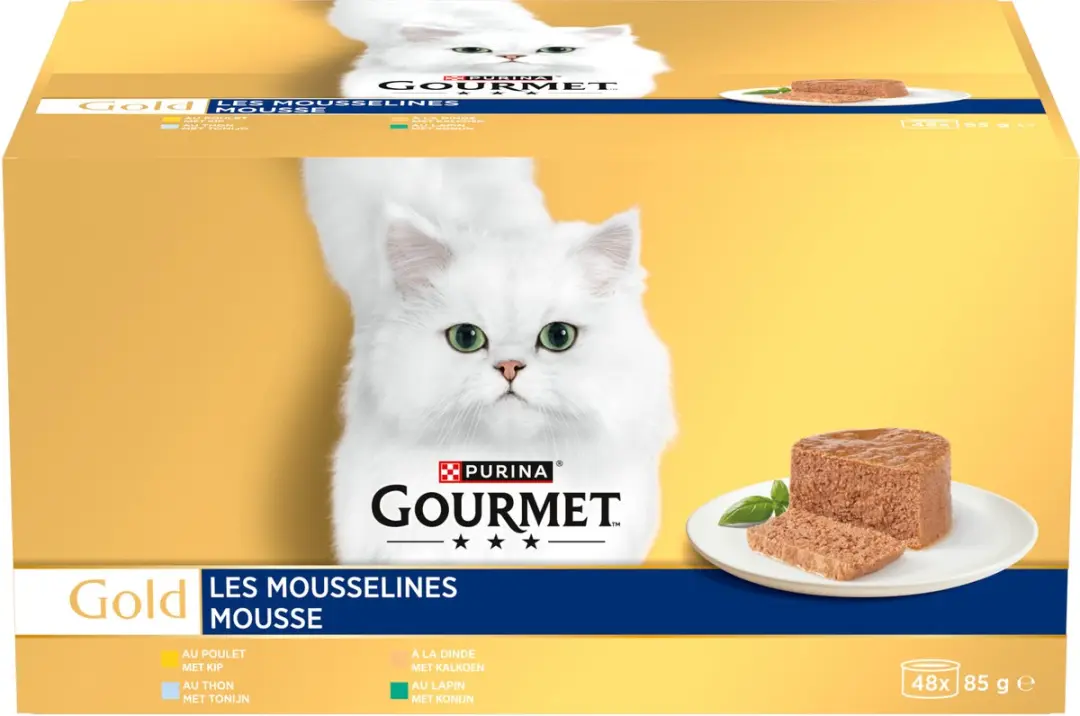 Gourmet Gold Mousse Kattenvoer - Kip/Tonijn/Kalkoen/Konijn 48x85g