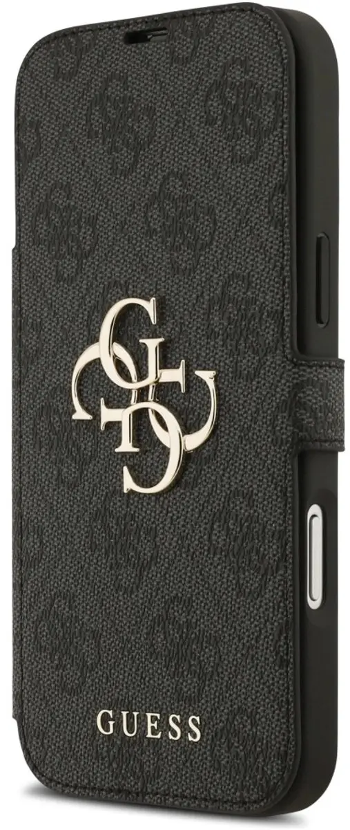 GUESS 4G Big Metal Logo Book Wallet Case iPhone 17 Pro Max - Zwart