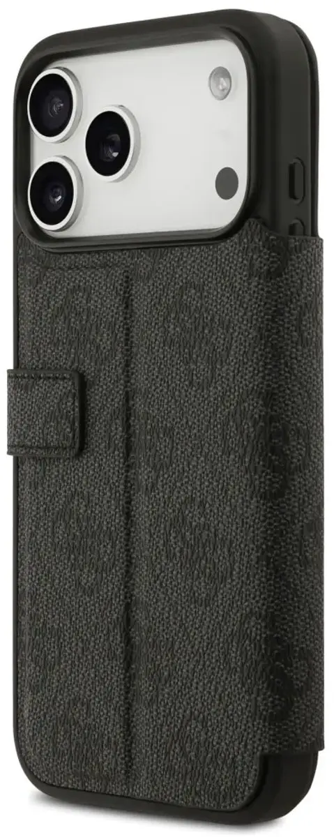 GUESS 4G Big Metal Logo Book Wallet Case iPhone 17 Pro Max - Zwart