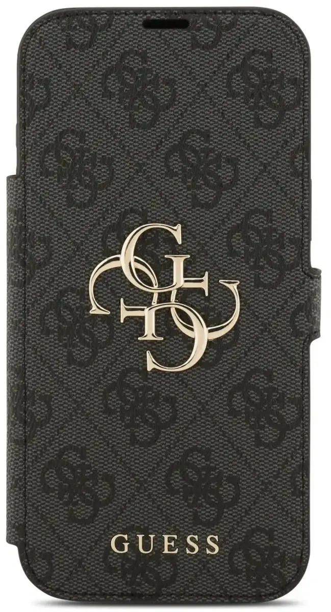 GUESS 4G Big Metal Logo Book Wallet Case iPhone 17 Pro Max - Zwart