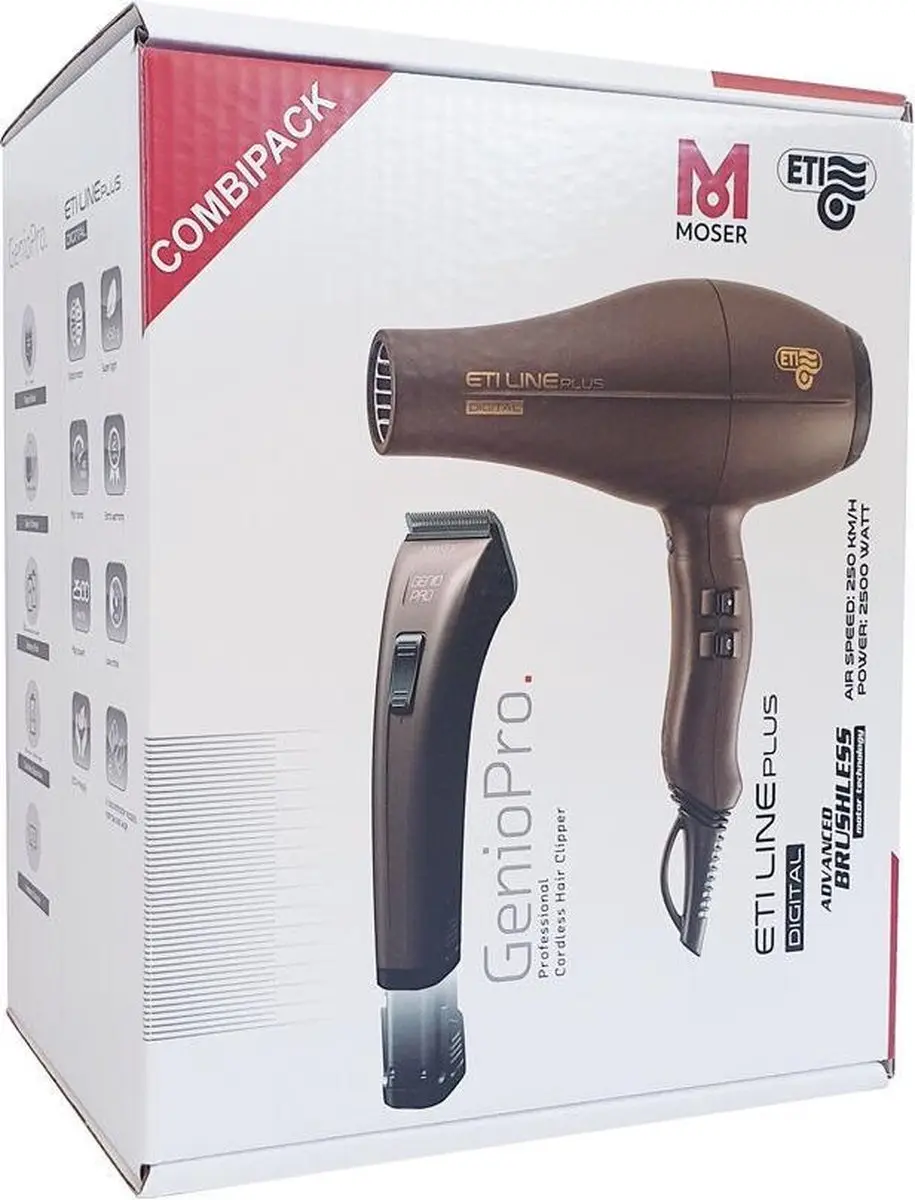 Moser Combi Genio Pro Tondeuse & ETI Line Plus Fohn - Zwart