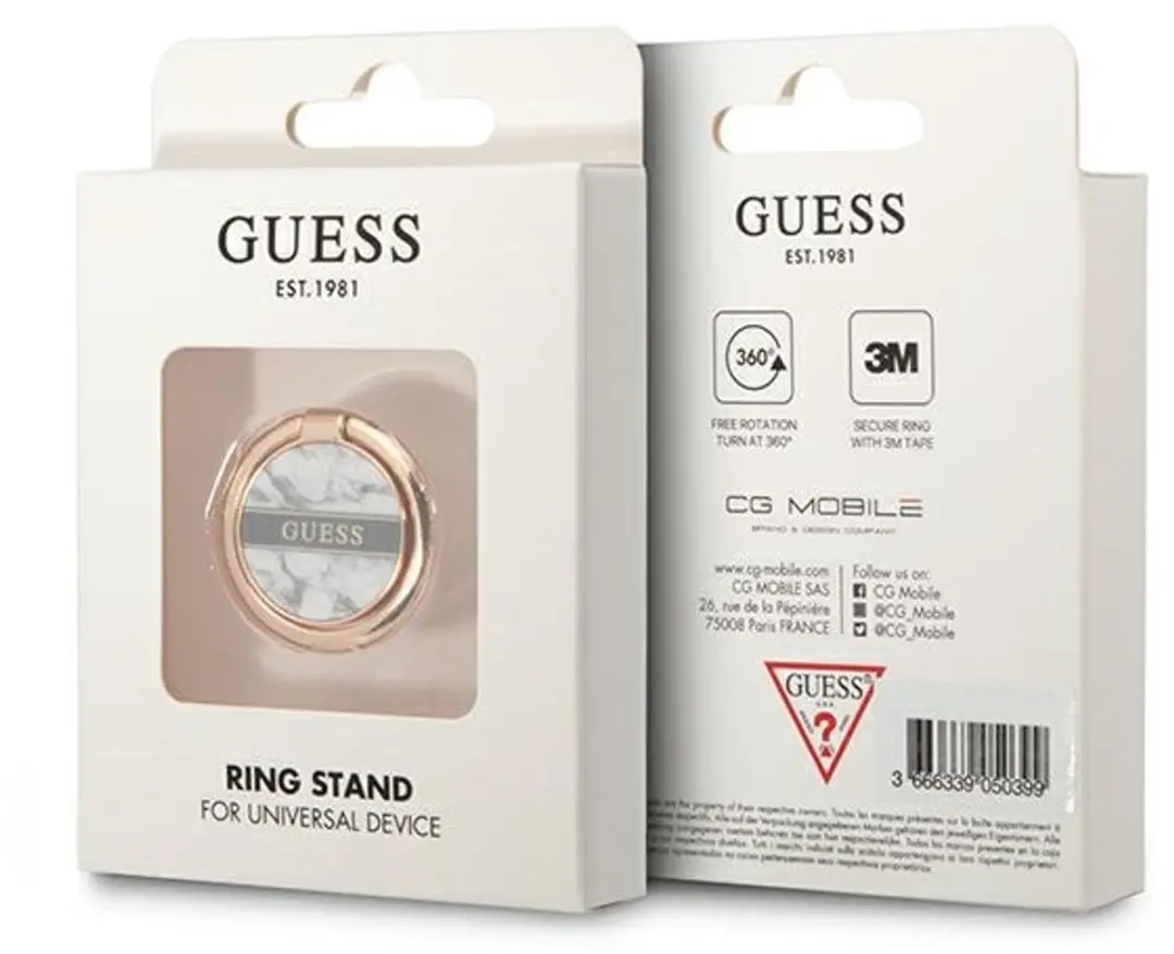 Guess Marble Collectie iPhone Ringstandaard 3666339050450 - Wit
