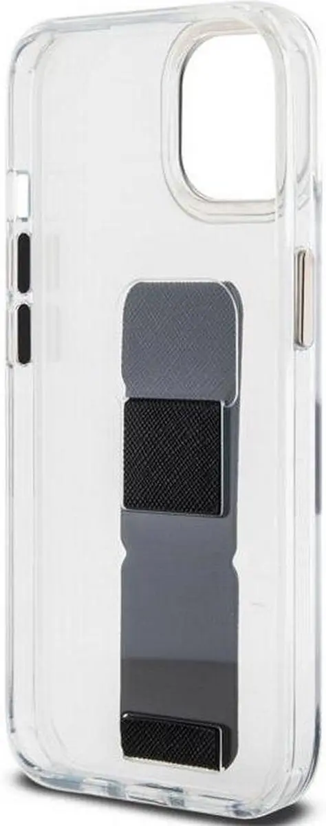 GUESS PU Grip Back Case iPhone 15 - Zwart/Transparant