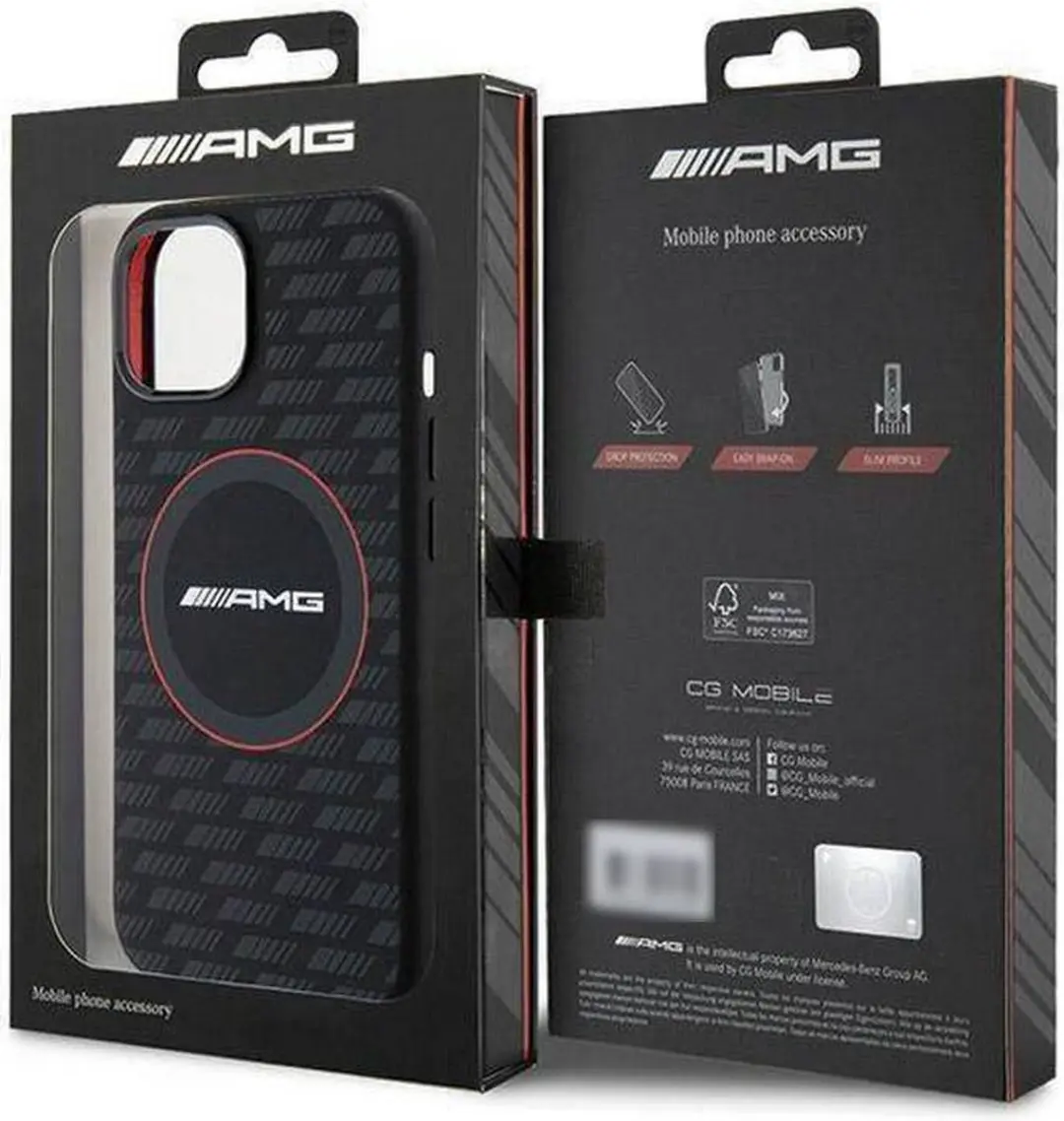 Mercedes-AMG Carbon Pattern Hoes iPhone 15 - MagSafe - Zwart