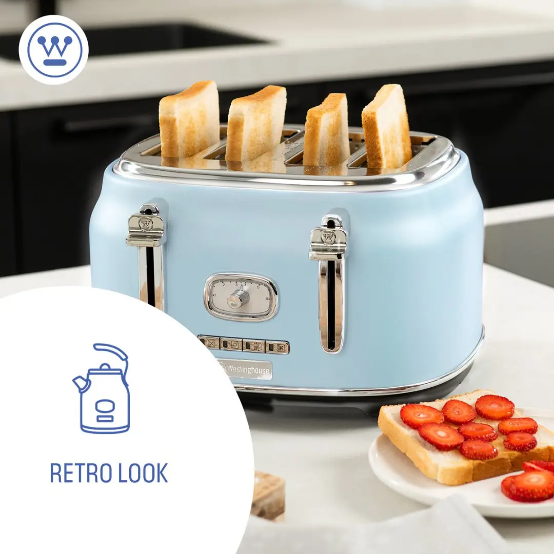 Westinghouse WKTTB809BU Retro Broodrooster 4 Sneden - 1750W - Blauw