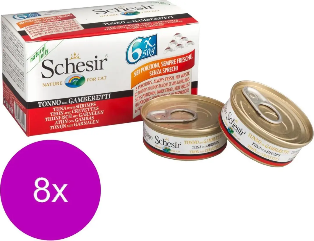 Schesir Kat Blik Gelei Tonijn&Garnaal 48 Stuks