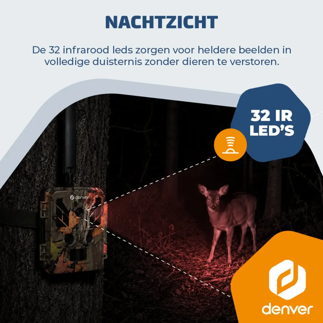 Denver WSL8050 Wildcamera 4K 48MP - 32 LED Groen/Bruin