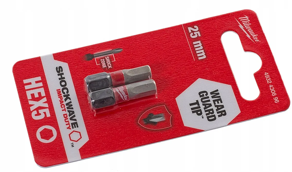 Milwaukee Impact Bits HEX 5 25mm Shockwave - 2 Stuks