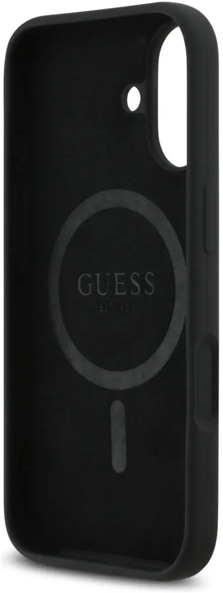 GUESS Siliconen MagSafe Hoesje iPhone 17 - Zwart