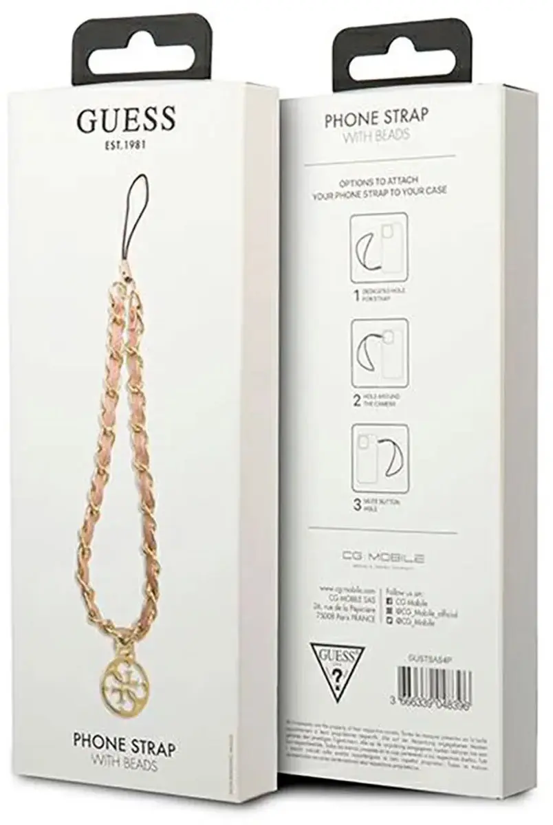 Guess Metalen Telefoonband Ketting - Roze/Goud