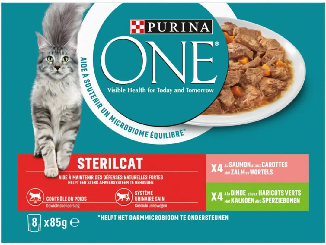 Purina ONE Nat Voer Sterilcat Kalkoen & Zalm - 8x85g