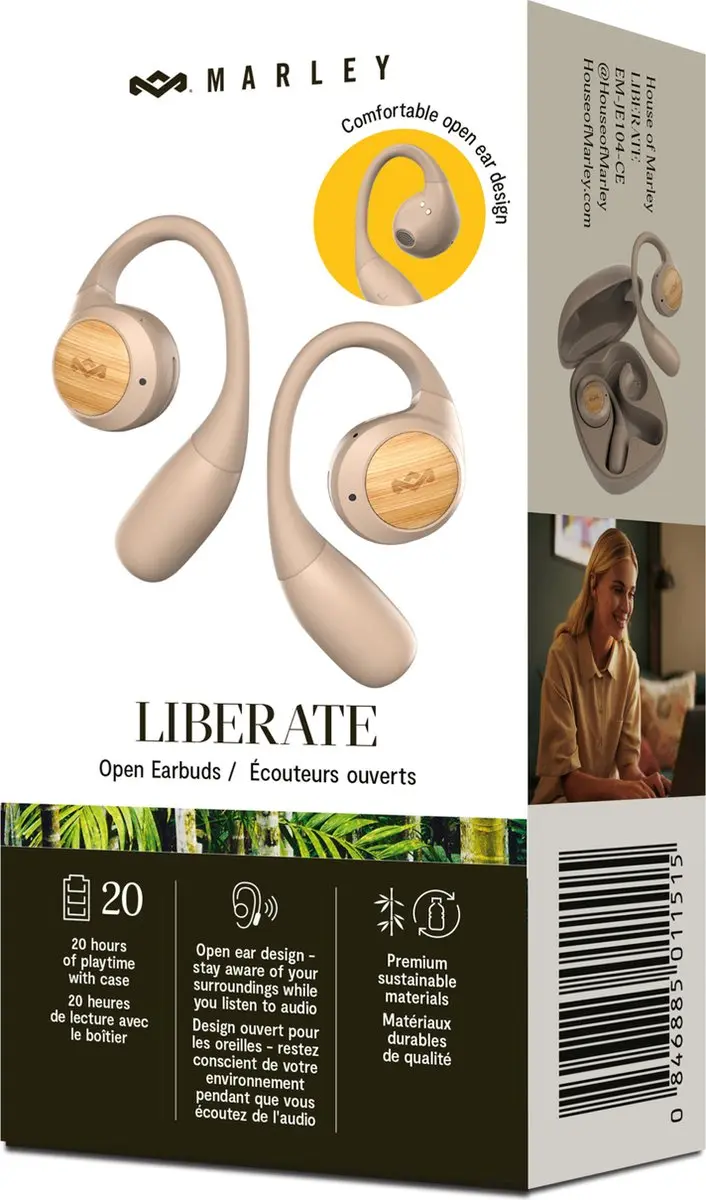 House of Marley Liberate Open EM-JE104-CE Oordopjes - Open Ear - 20 uur - Zweetbestendig