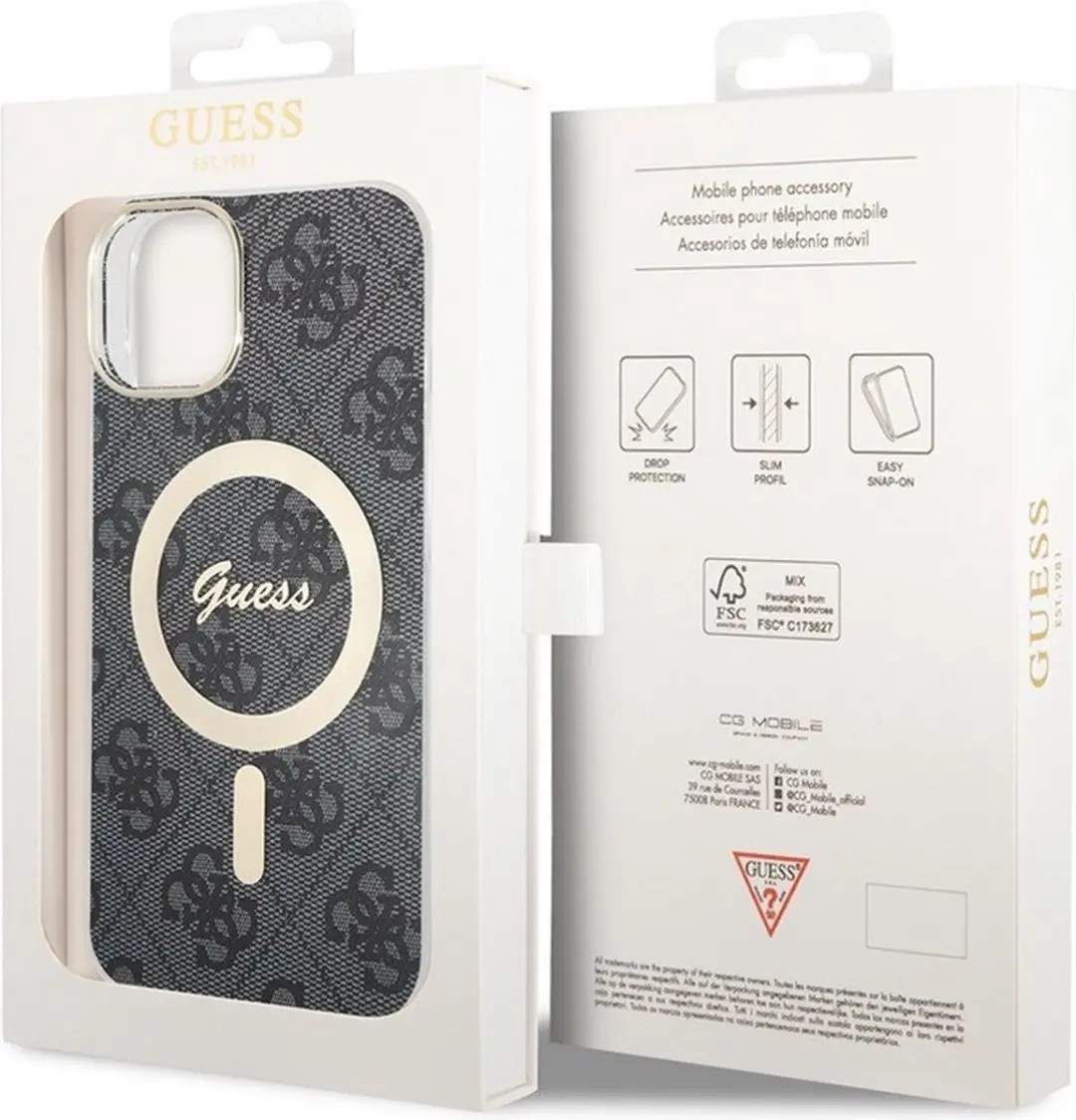 GUESS 4G Back Case MagSafe iPhone 15 Plus - Grijs
