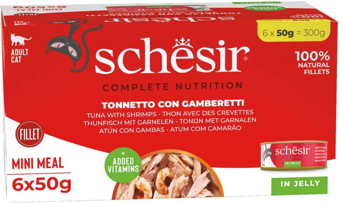 Schesir Kattenvoer Tonijn & Garnaal 6x50g