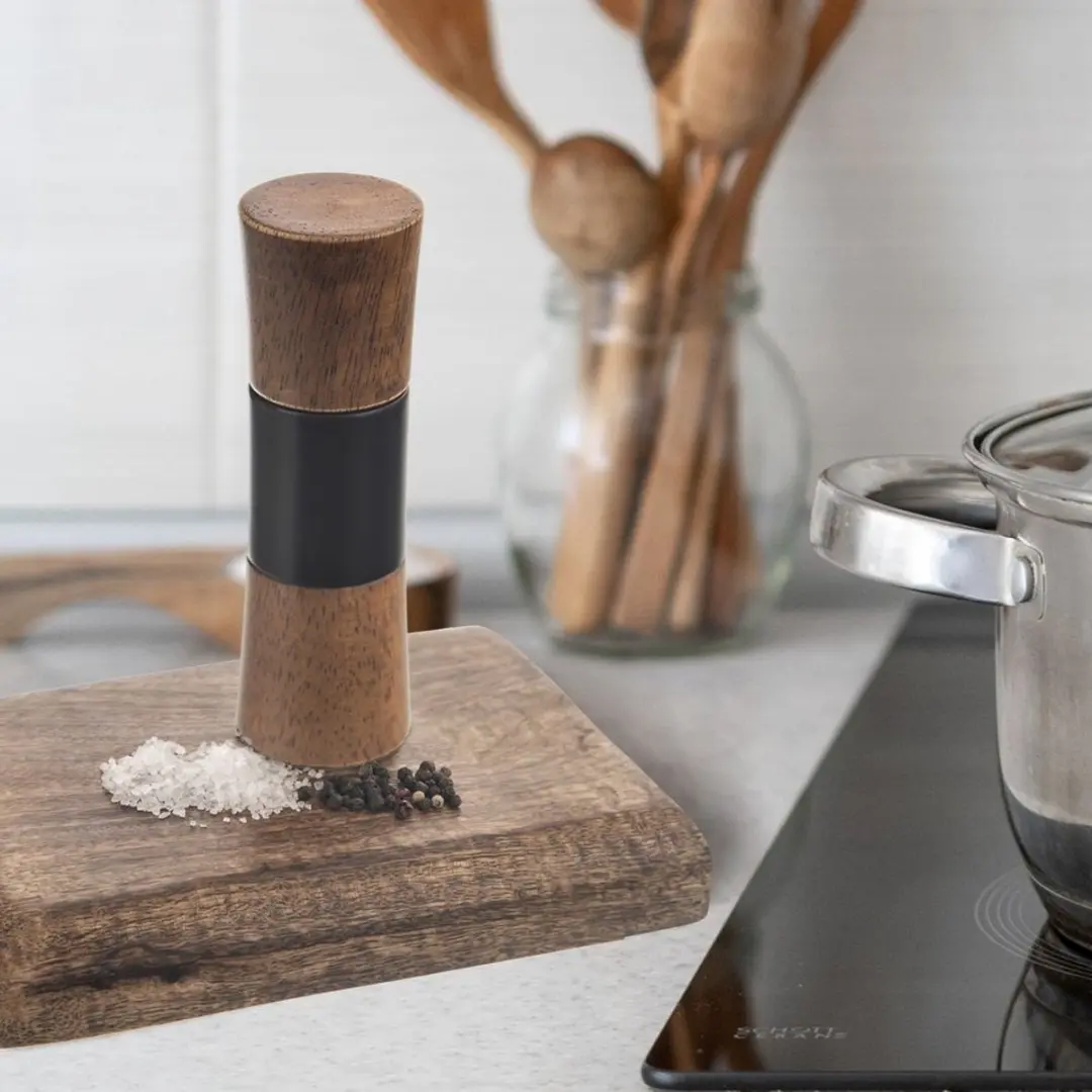Orion Wooden Serie Houten Peper- en Zoutmolen 15,5cm - Keramisch - Zwart/Bruin - afbeelding 6 van 6