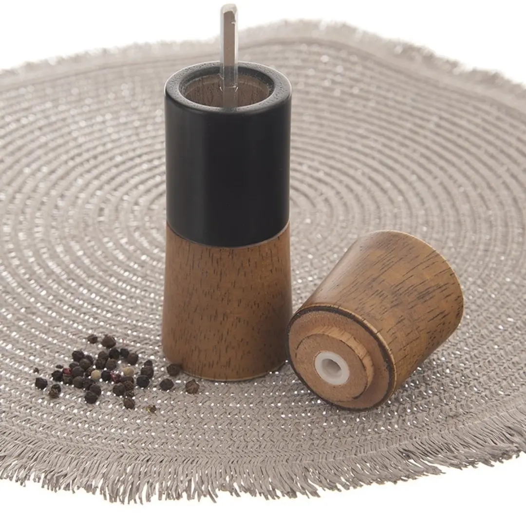 Orion Wooden Serie Houten Peper- en Zoutmolen 15,5cm - Keramisch - Zwart/Bruin