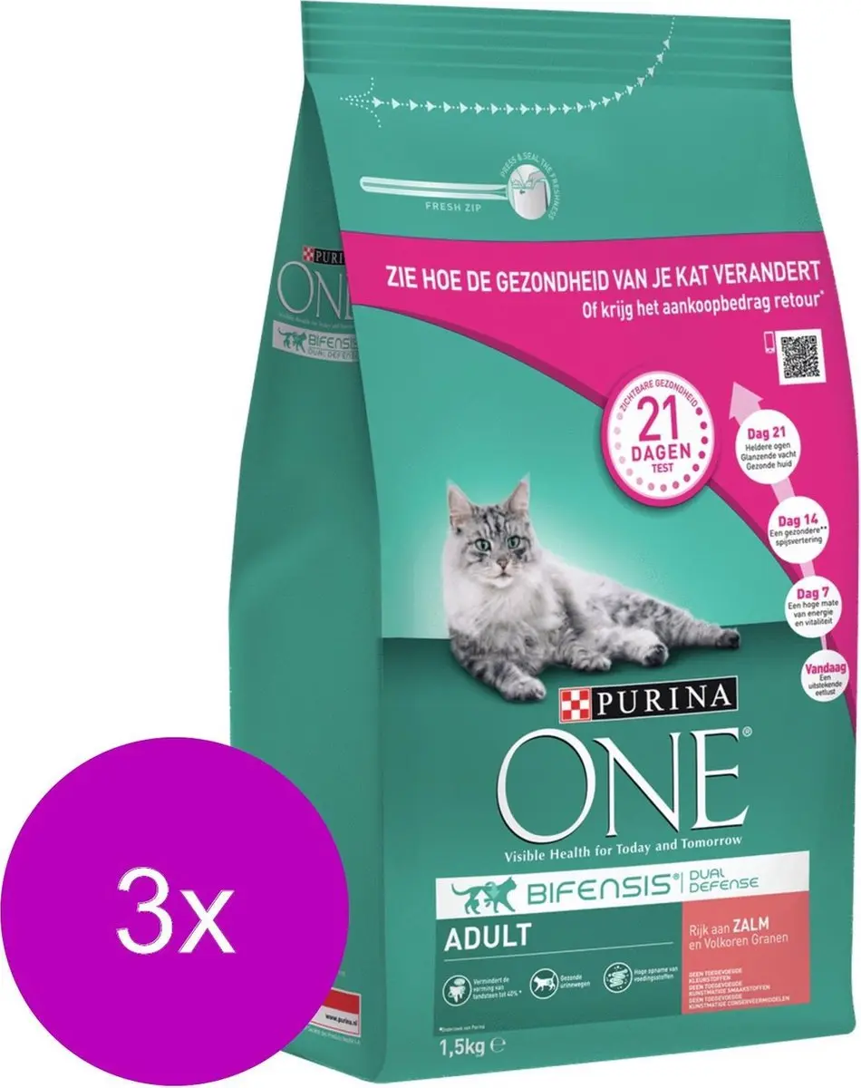 Purina ONE Adult Zalm & Granen Kattenvoer