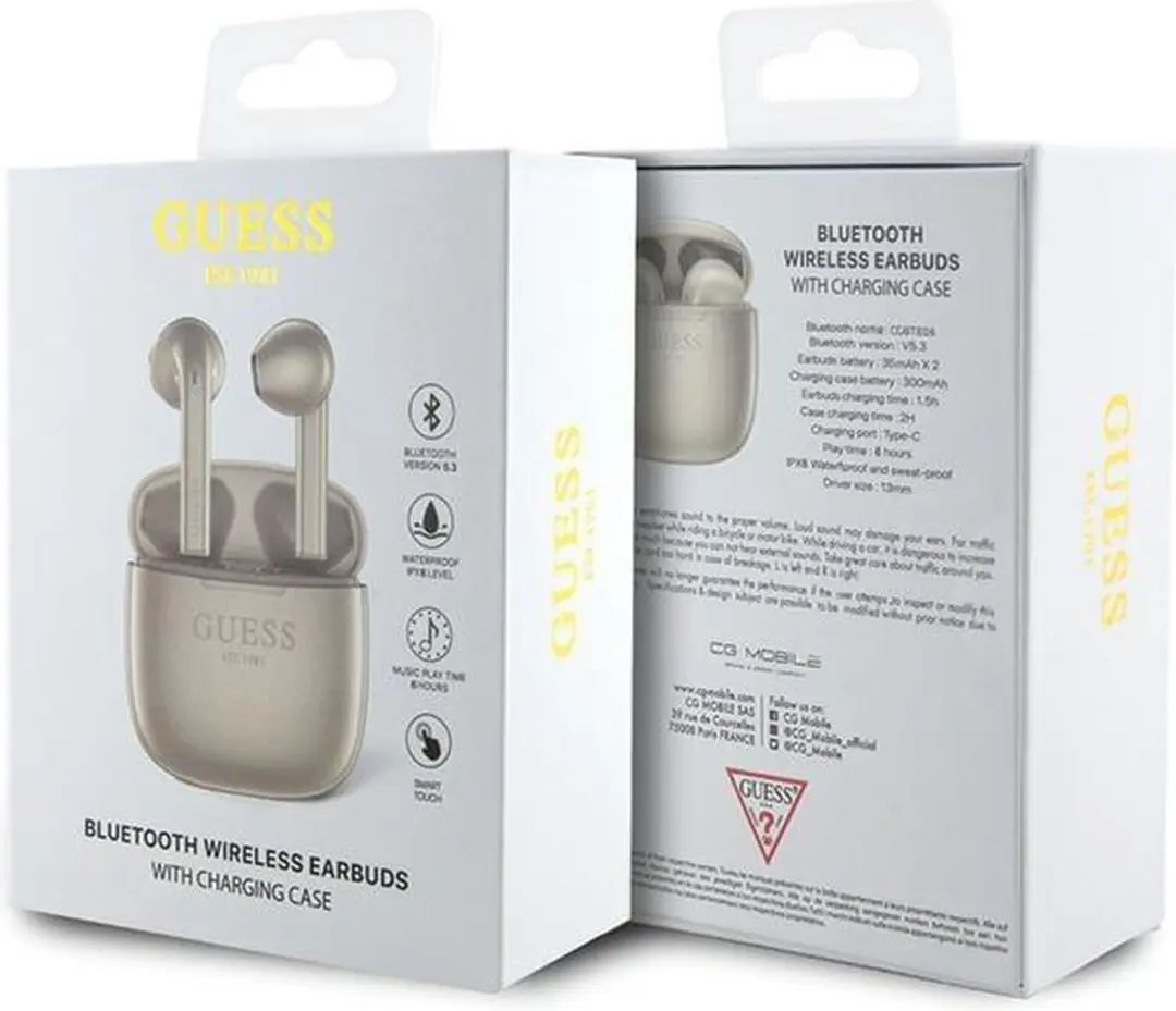 GUESS TWS Script Logo Oordopjes - Goud