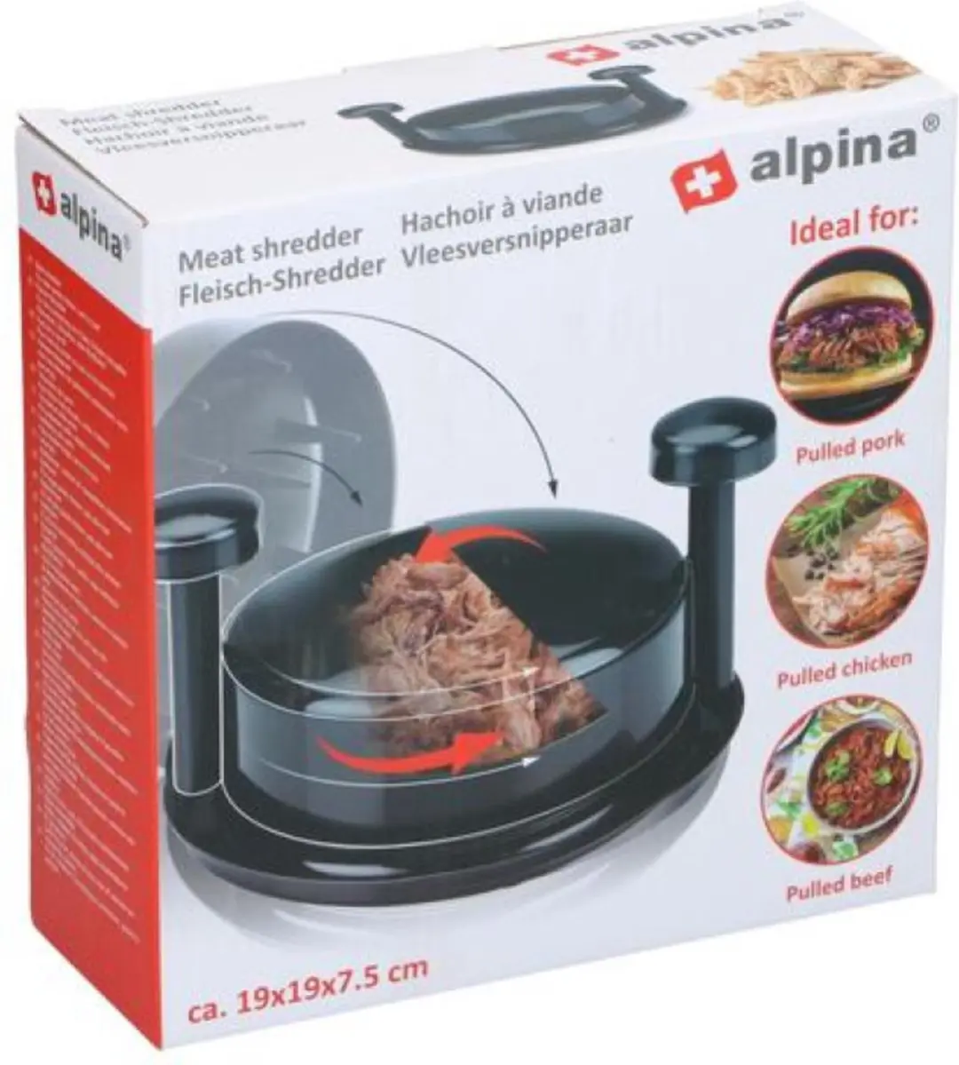 Alpina Compacte Vleesversnipperaar 19x19x7,5cm - Zwart - afbeelding 6 van 6