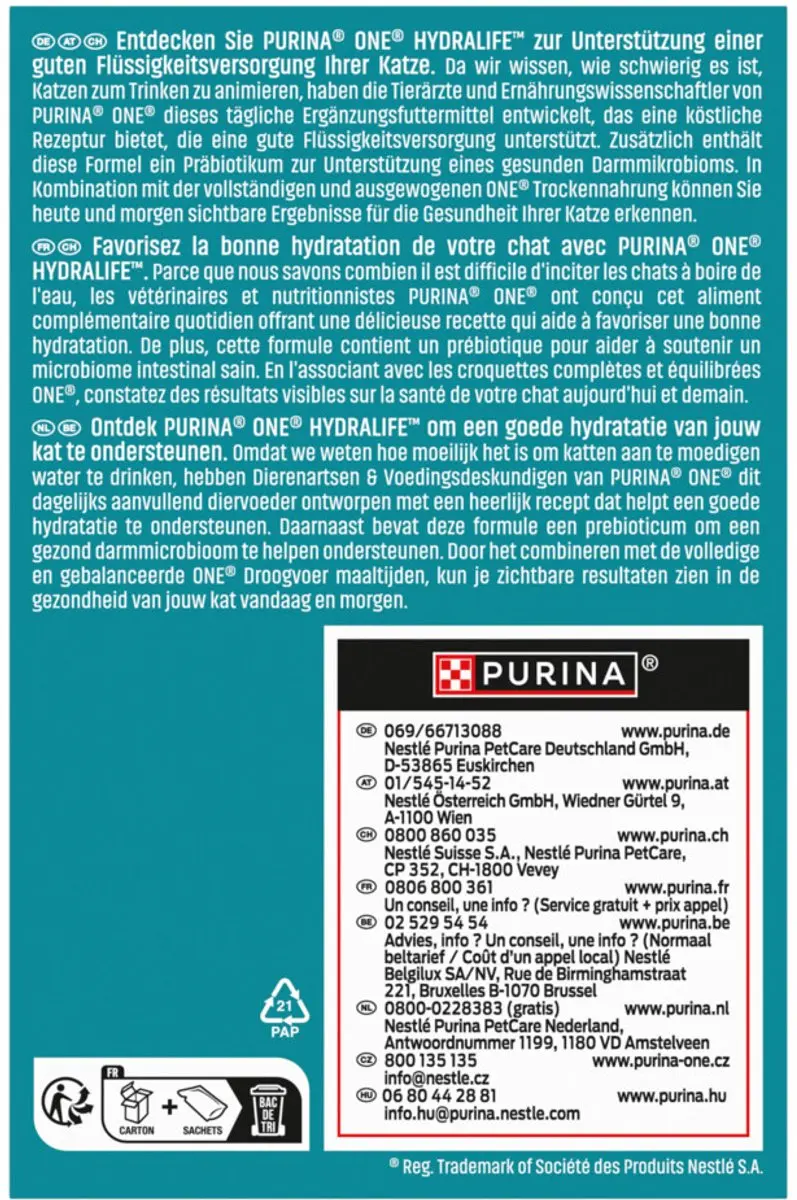 Purina ONE Hydralife Nat Kattenvoer Zalm - 6x50g