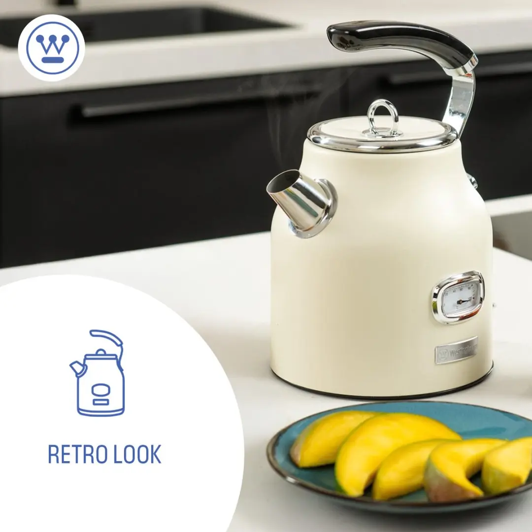 Westinghouse Retro Bundel Waterkoker 1,7L + Broodrooster 2 Sneden - Beige