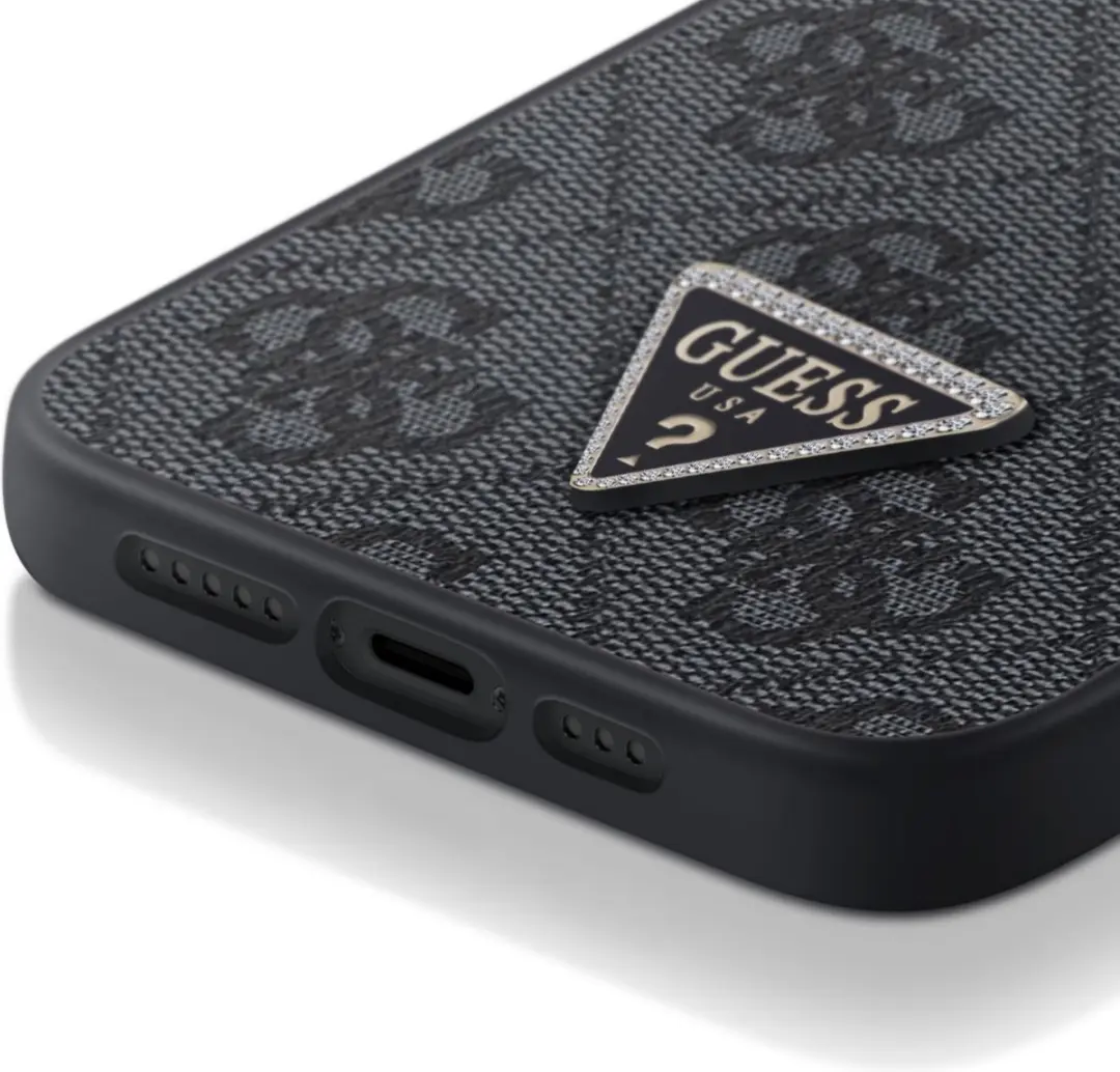 GUESS 4G Triangle Logo Hoesje - iPhone 15 Plus - Grijs