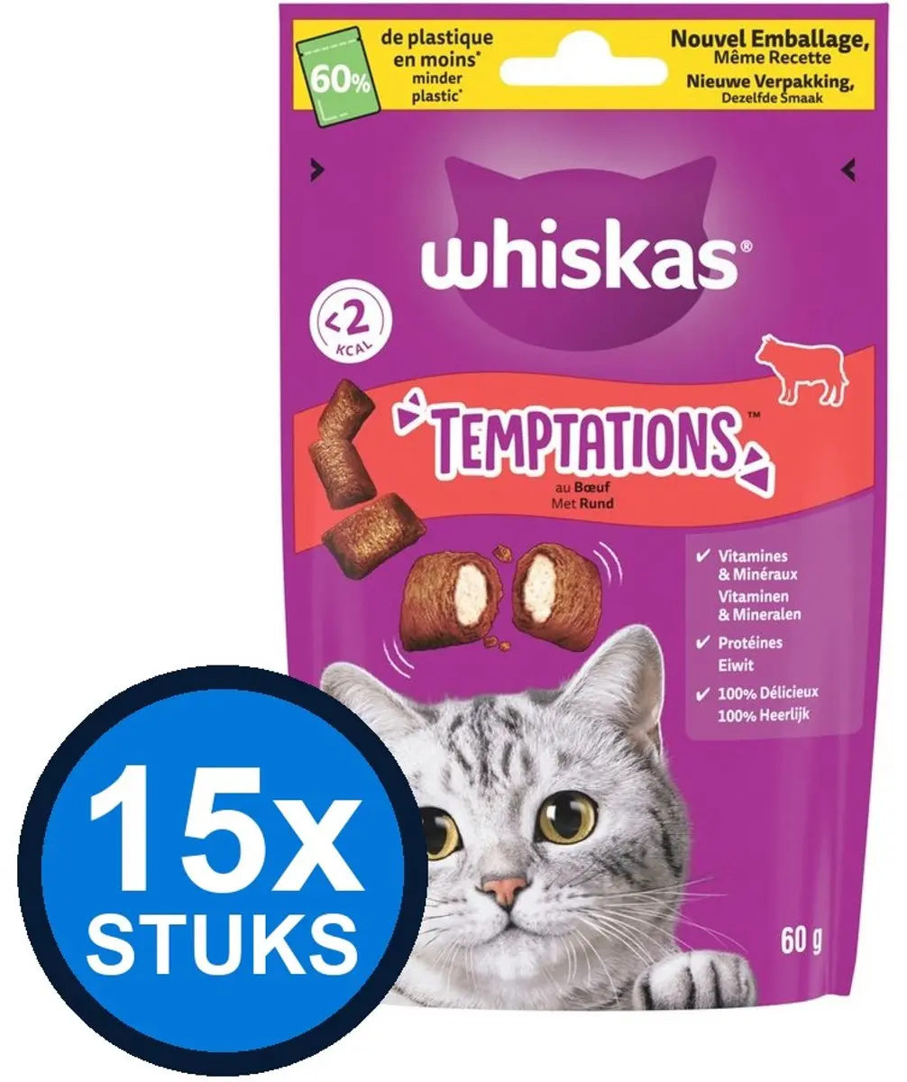 Whiskas Temptations Rund 60g Kattenvoer Snacks
