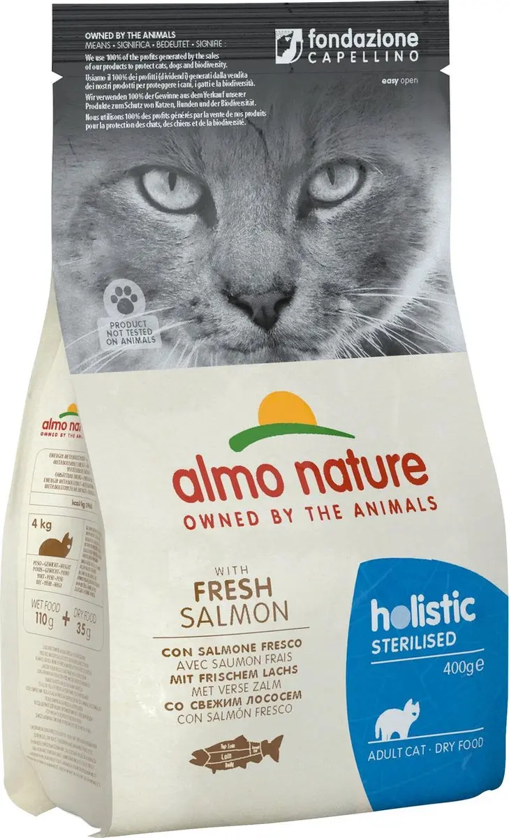 Almo Nature Holistic Zalm Droogvoer Gesteriliseerde Katten 400g