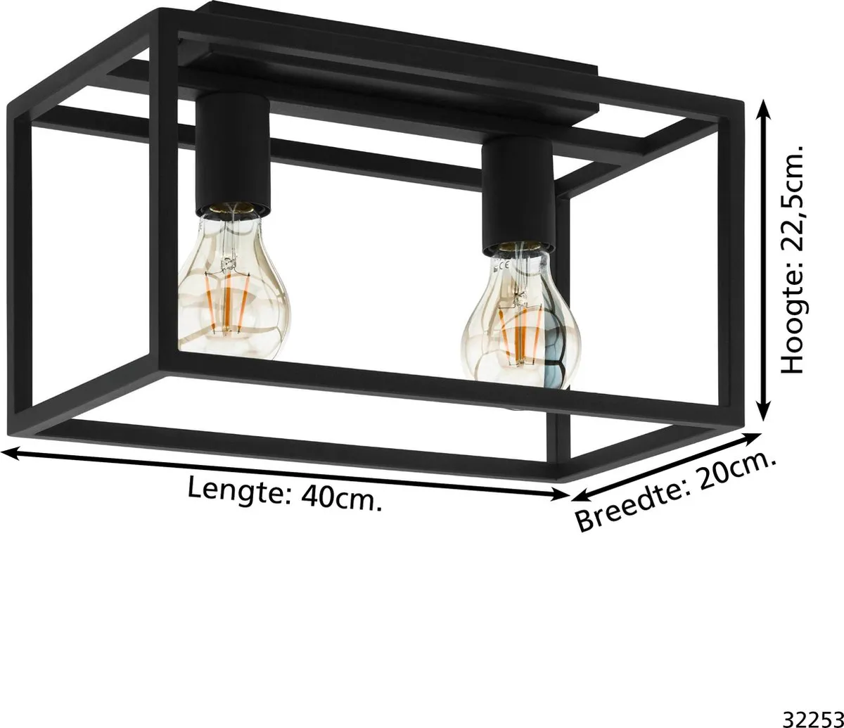 Eglo Eldrick Plafondlamp E27 40cm - Zwart - afbeelding 6 van 6