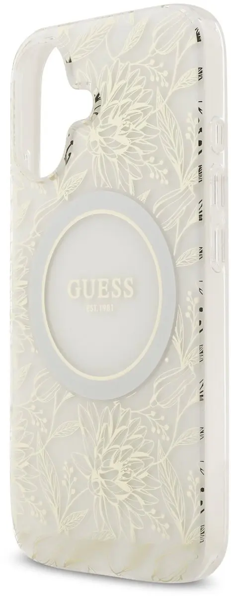 GUESS IML Flowers Allover iPhone 17 Hoesje - Wit