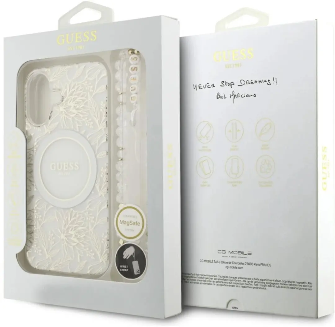 GUESS IML Flowers Allover iPhone 17 Hoesje - Wit