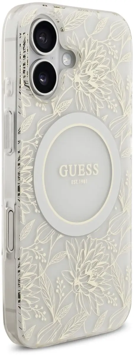 GUESS IML Flowers Allover iPhone 17 Hoesje - Wit