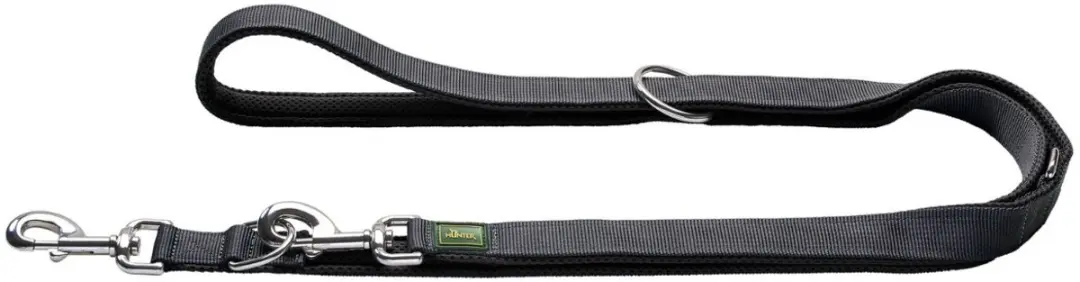 Hunter Looplijn Maldon Up Hondenriem 200x2.5cm - Zwart & Grijs