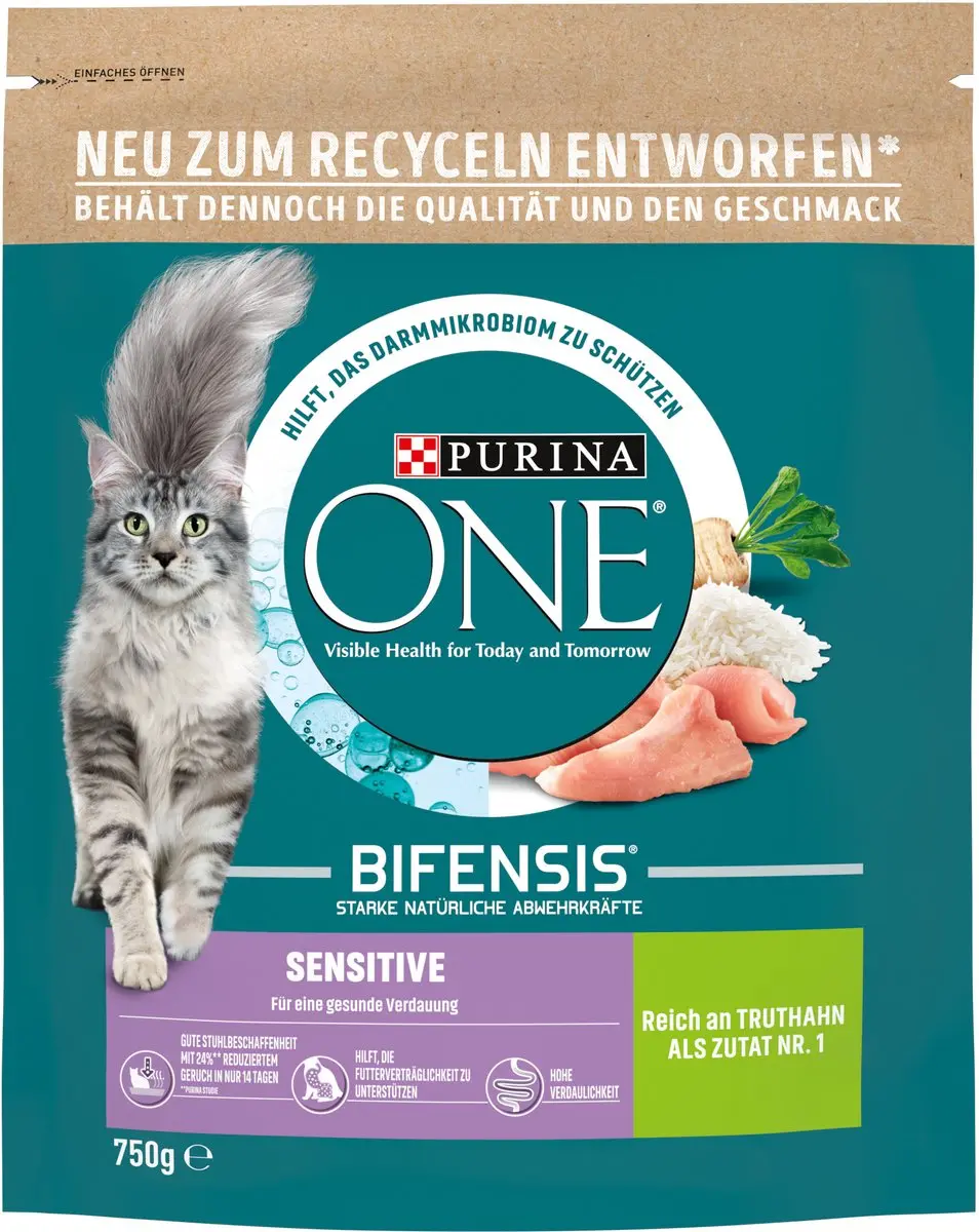 Purina ONE Bifensis Sensitive Kalkoen Kattenvoer 750g