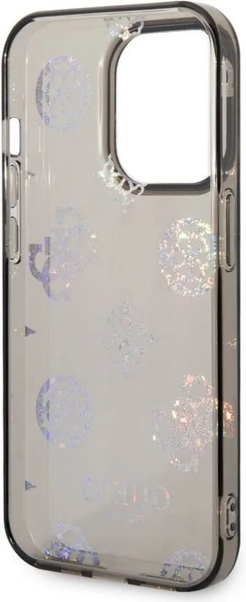 GUESS 4G Peony Glitter Back Case - iPhone 14 Pro Max - Zwart