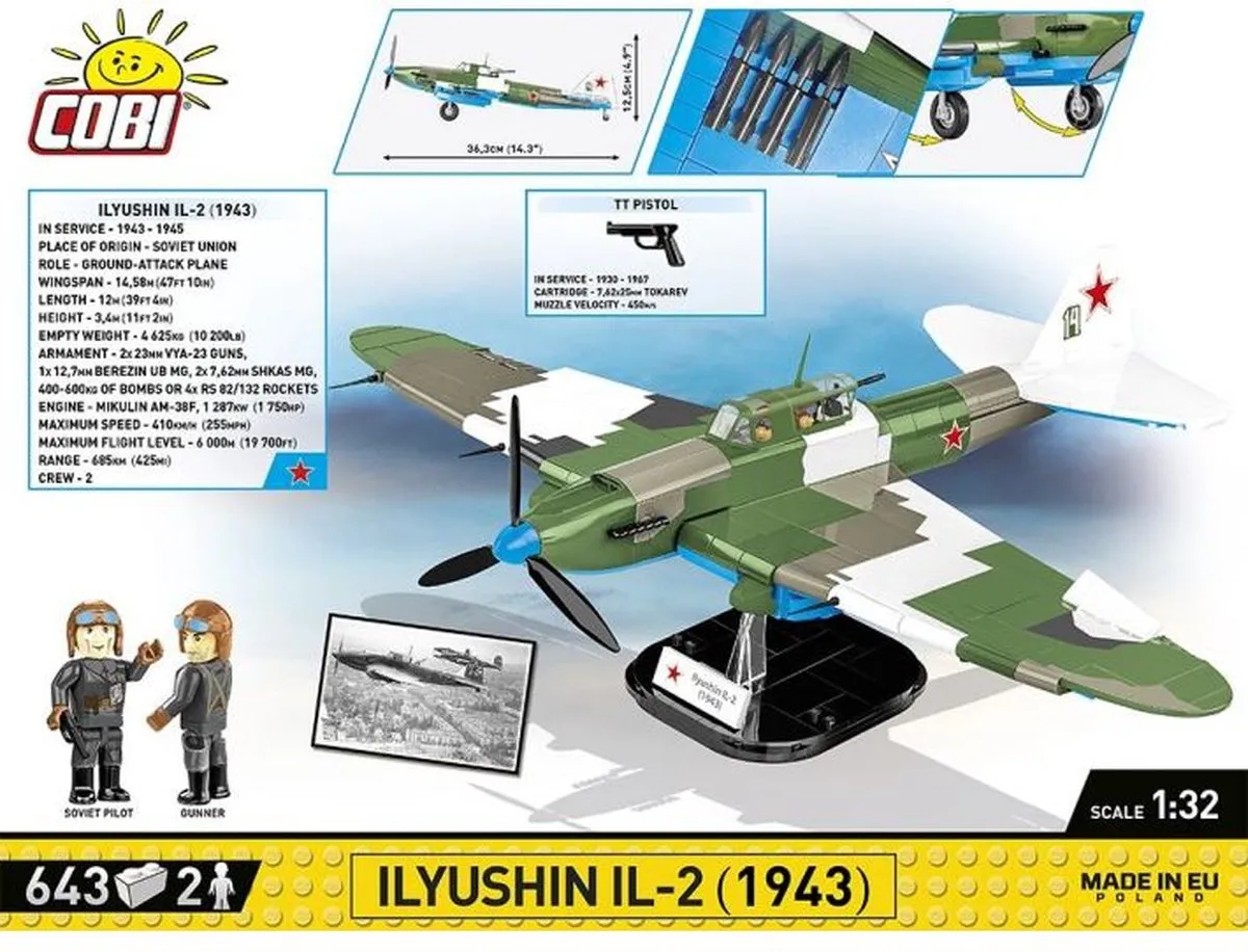 Cobi Iljoesjin IL-2 1943 - 643 Onderdelen - Meerkleurig - afbeelding 6 van 6