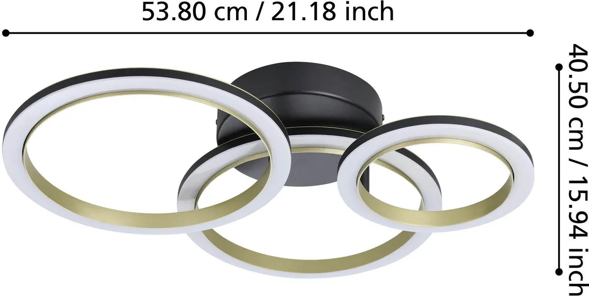 Eglo Calliera Plafondlamp LED 49cm - Zwart/Goud/Wit - afbeelding 6 van 6
