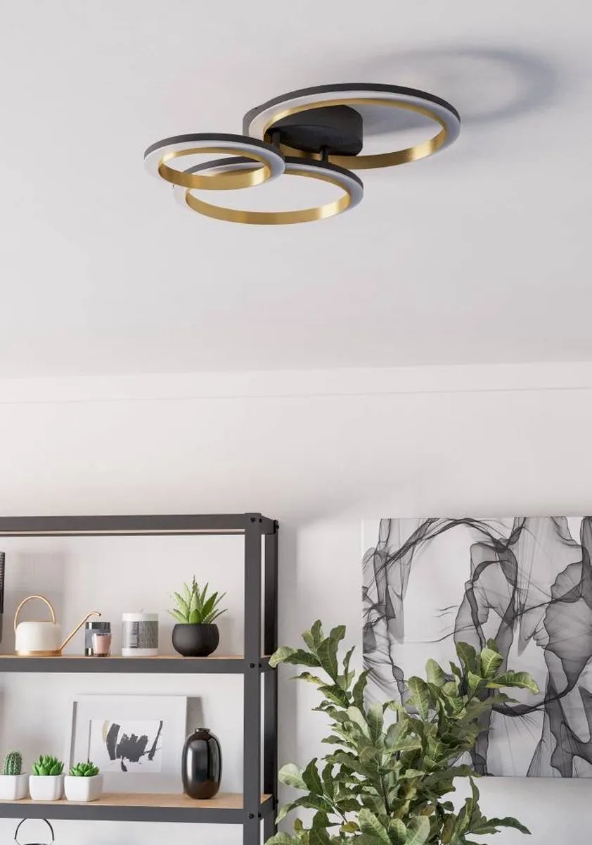 Eglo Calliera Plafondlamp LED 49cm - Zwart/Goud/Wit