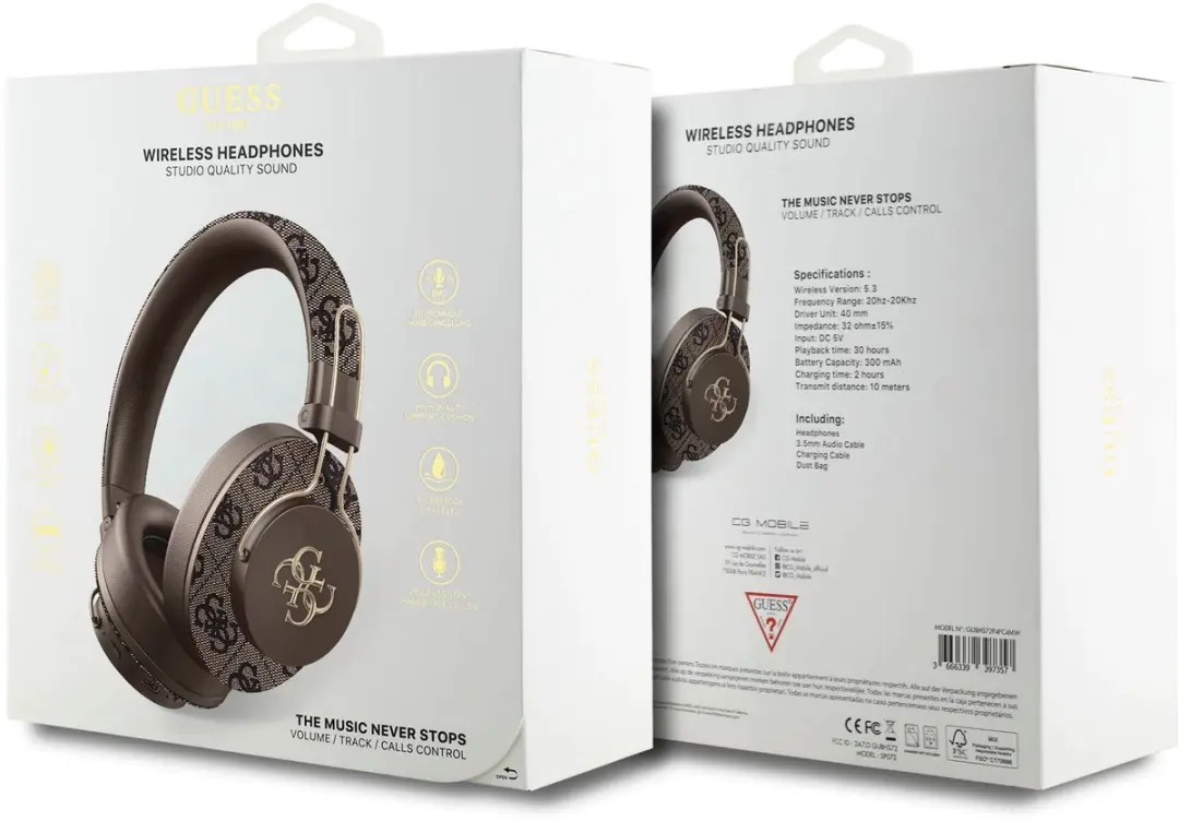 GUESS ENC S72P Koptelefoon - Bluetooth - Bruin