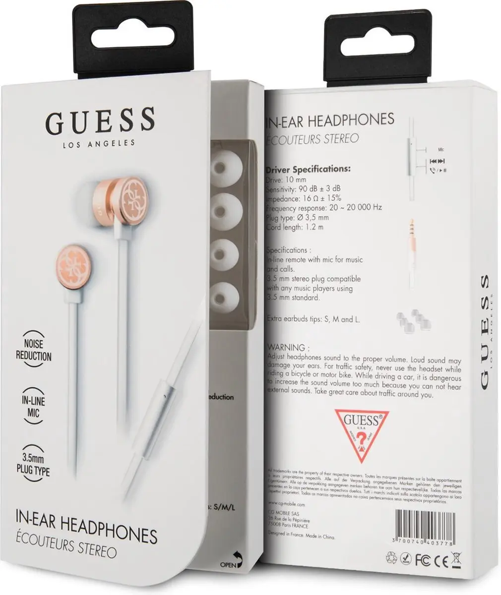 GUESS In-Ear Headset 4-74677 - Noise Reduction - Wit/Goud