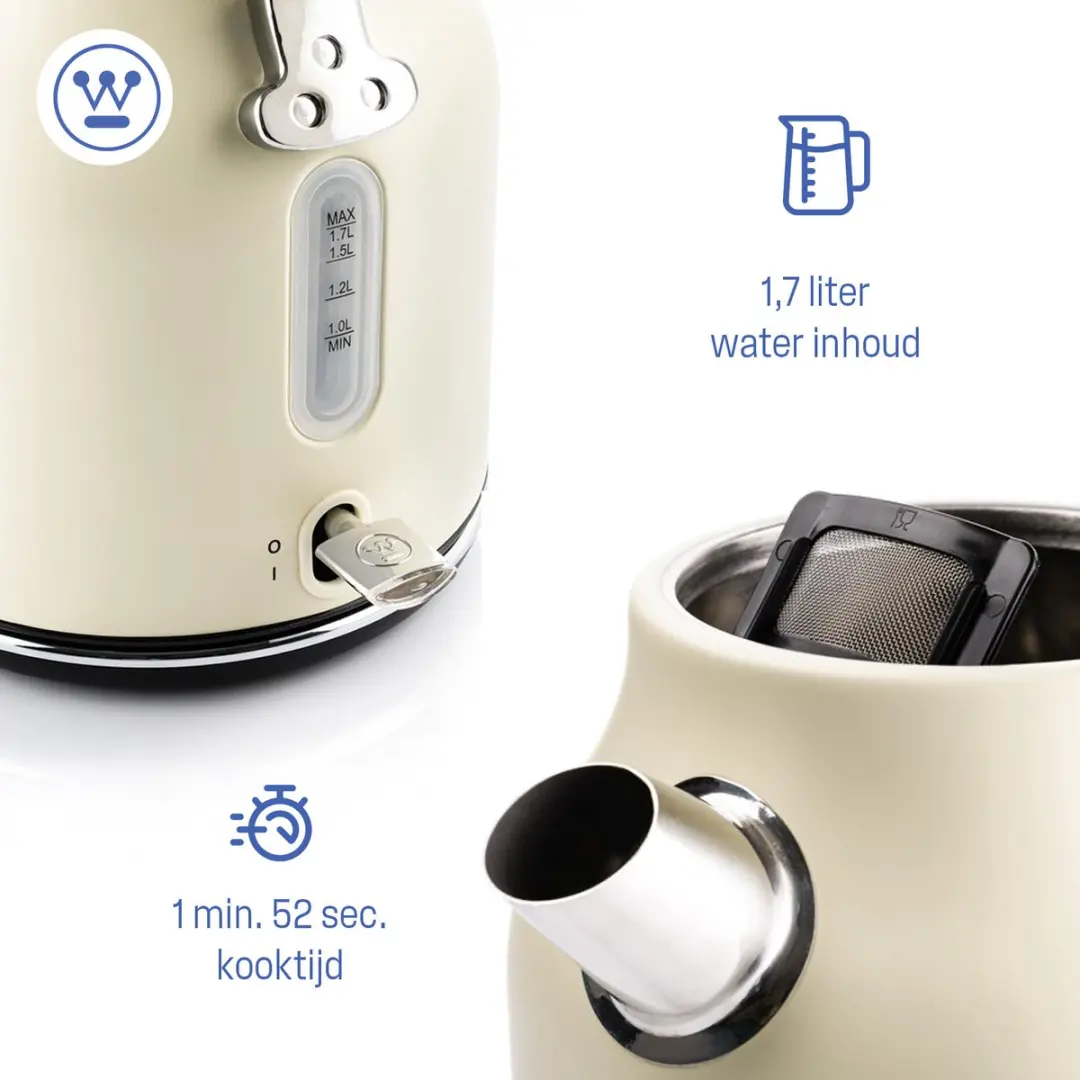 Westinghouse Retro 2-delige Set - Waterkoker 1,7L & Filterkoffiezetapparaat - Beige