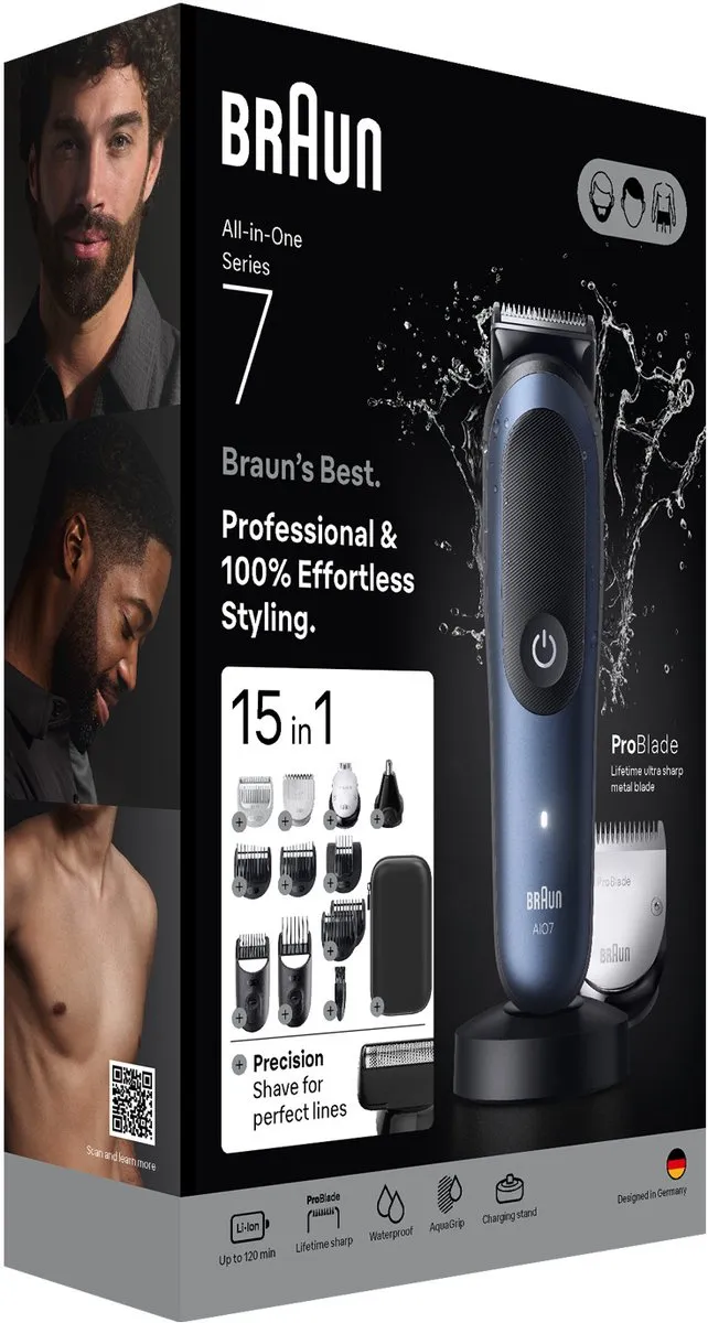 Braun All-in-One Series 7 AIO7580 Style Kit - Baardtrimmer - 12 Opzetstukken - Blauw - afbeelding 6 van 6