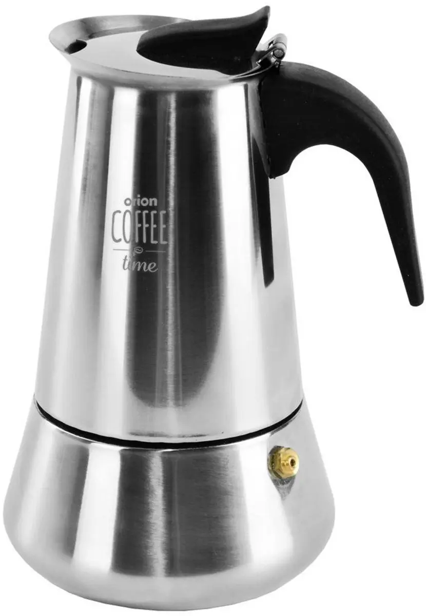 Orion Stalen Koffiemaker 450ml - 9 Kopjes - Zilver/Zwart