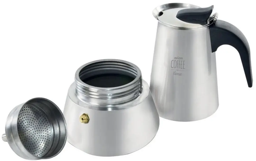 Orion Stalen Koffiemaker 450ml - 9 Kopjes - Zilver/Zwart