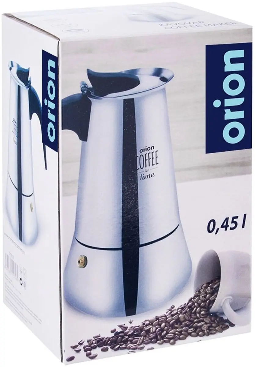 Orion Stalen Koffiemaker 450ml - 9 Kopjes - Zilver/Zwart