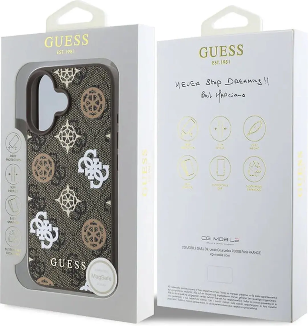 Guess Peony iPhone 16 Hoesje - Bruin - Magsafe